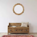 22" Round Distressed Metal Porthole Mirror Gold - Modern Style, No Assembly, Wall Mounted