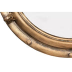 22" Round Distressed Metal Porthole Mirror Gold - Modern Style, No Assembly, Wall Mounted