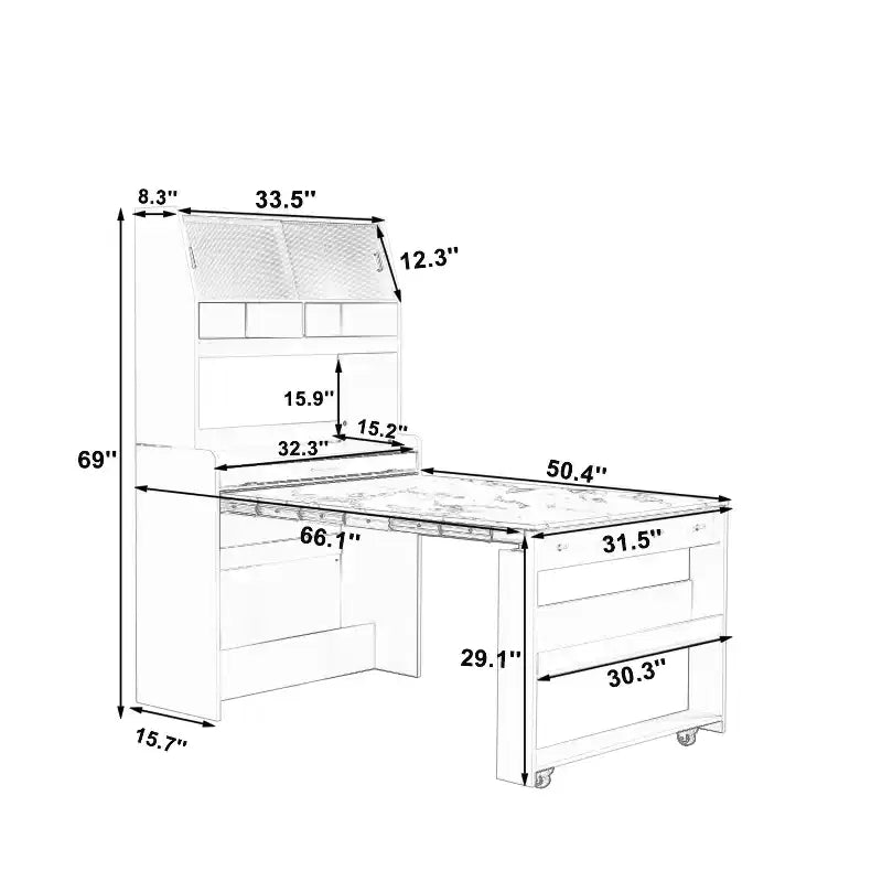 33.5" Buffet with Hutch & Foldable Table