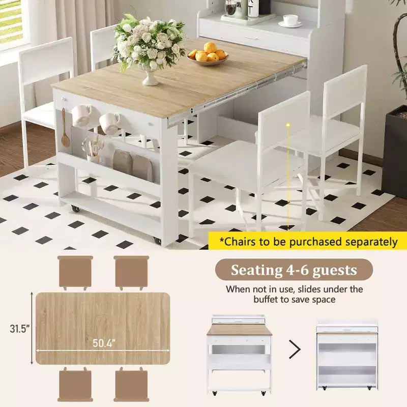 33.5" Buffet with Hutch & Foldable Table