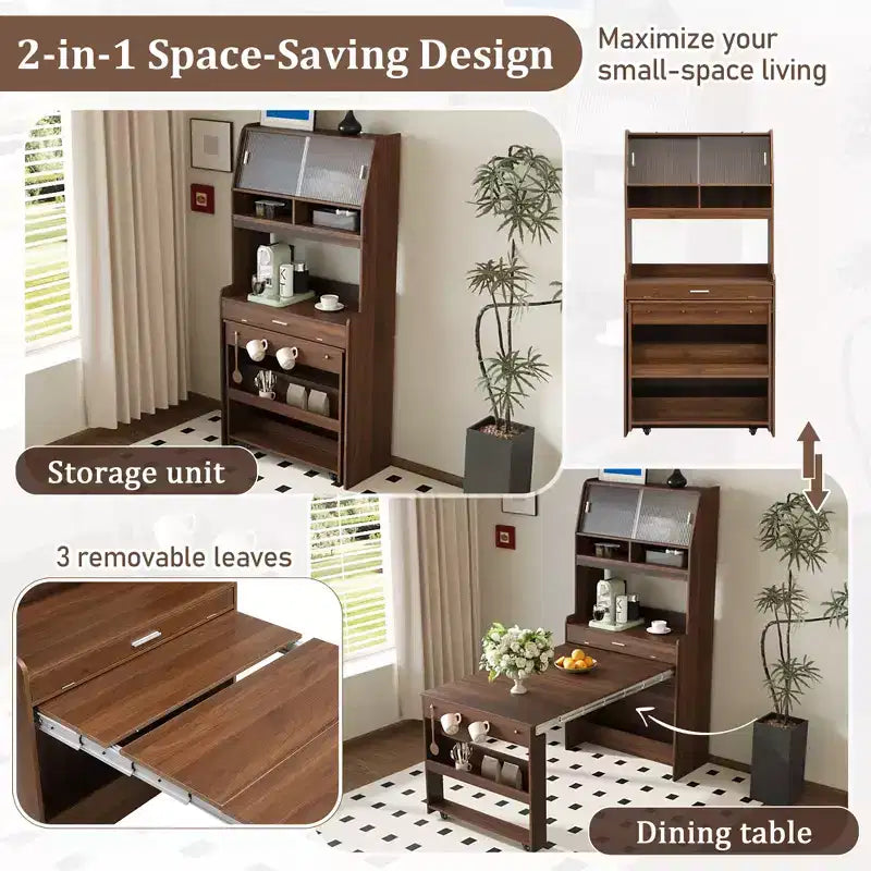 33.5" Buffet with Hutch & Foldable Table