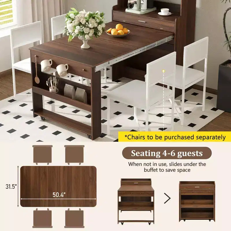 33.5" Buffet with Hutch & Foldable Table