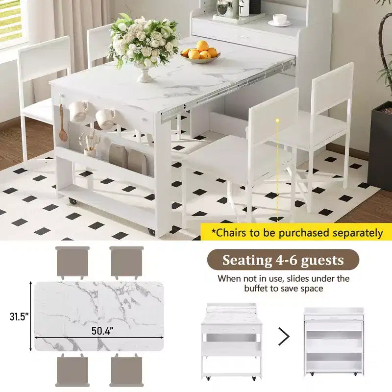33.5" Buffet with Hutch & Foldable Table