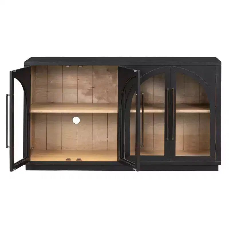 4-Door Large Storage Sideboard Buffet Cabinet with Glass Doors
