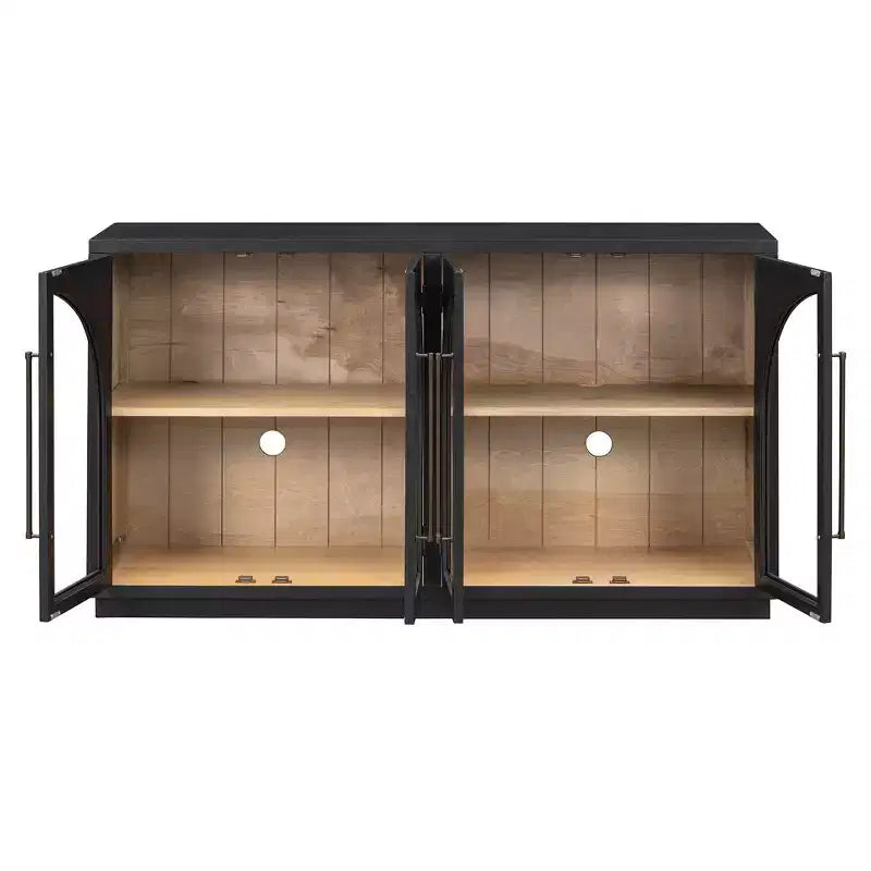 4-Door Large Storage Sideboard Buffet Cabinet with Glass Doors