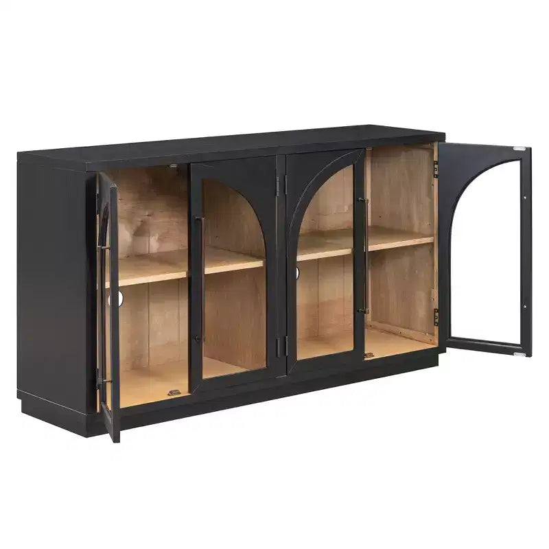 4-Door Large Storage Sideboard Buffet Cabinet with Glass Doors