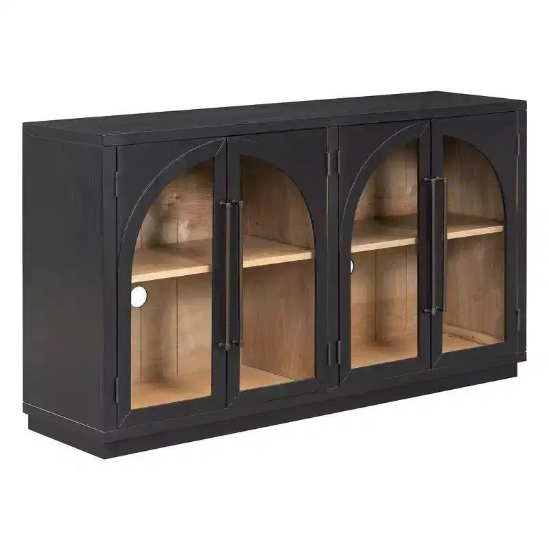 4-Door Large Storage Sideboard Buffet Cabinet with Glass Doors