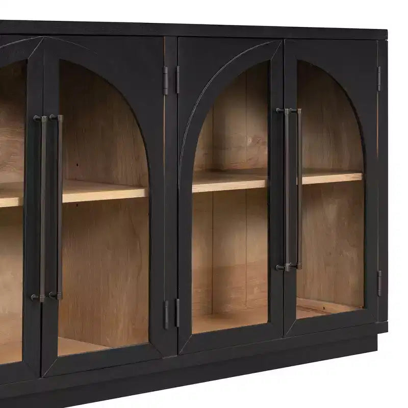 4-Door Large Storage Sideboard Buffet Cabinet with Glass Doors