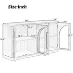 4-Door Large Storage Sideboard Buffet Cabinet with Glass Doors