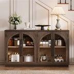 4-Door Large Storage Sideboard Buffet Cabinet with Glass Doors
