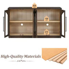 4-Door Large Storage Sideboard Buffet Cabinet with Glass Doors