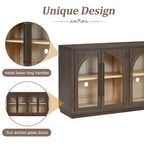 4-Door Large Storage Sideboard Buffet Cabinet with Glass Doors
