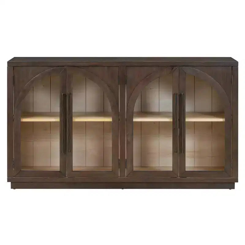 4-Door Large Storage Sideboard Buffet Cabinet with Glass Doors