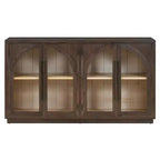 4-Door Large Storage Sideboard Buffet Cabinet with Glass Doors