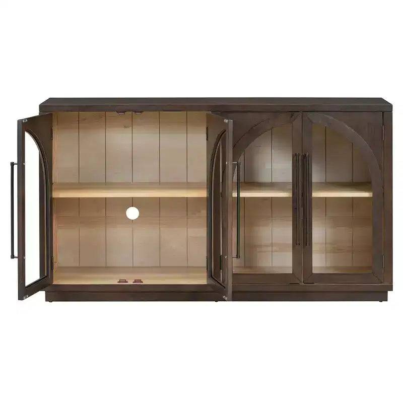 4-Door Large Storage Sideboard Buffet Cabinet with Glass Doors
