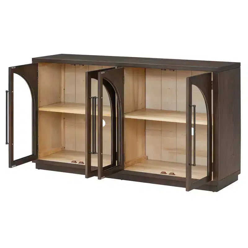 4-Door Large Storage Sideboard Buffet Cabinet with Glass Doors