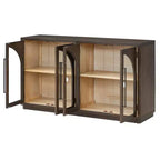 4-Door Large Storage Sideboard Buffet Cabinet with Glass Doors