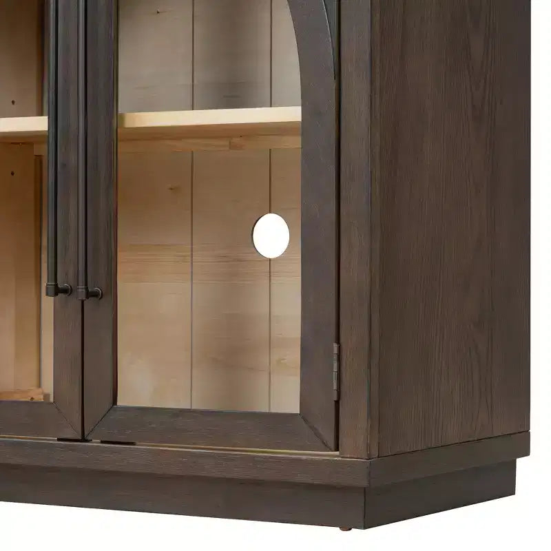 4-Door Large Storage Sideboard Buffet Cabinet with Glass Doors