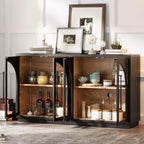 4-Door Large Storage Sideboard Buffet Cabinet with Glass Doors