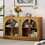 4-Door Large Storage Sideboard Buffet Cabinet with Glass Doors