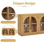 4-Door Large Storage Sideboard Buffet Cabinet with Glass Doors