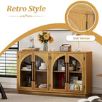 4-Door Large Storage Sideboard Buffet Cabinet with Glass Doors