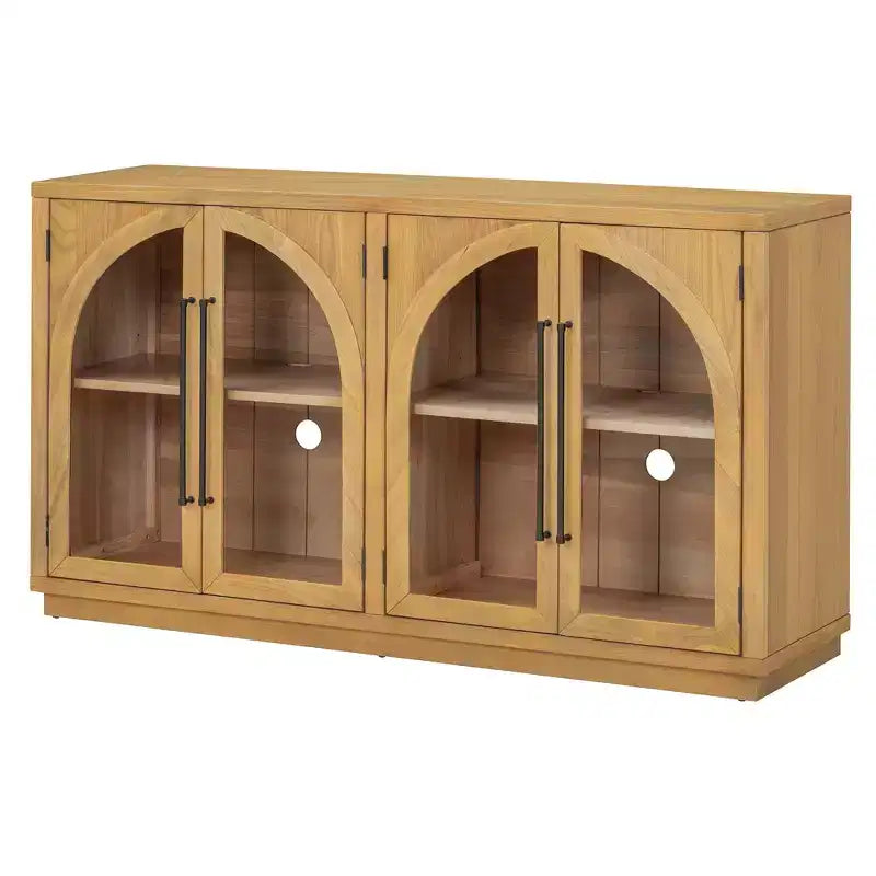4-Door Large Storage Sideboard Buffet Cabinet with Glass Doors