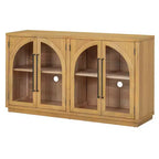 4-Door Large Storage Sideboard Buffet Cabinet with Glass Doors