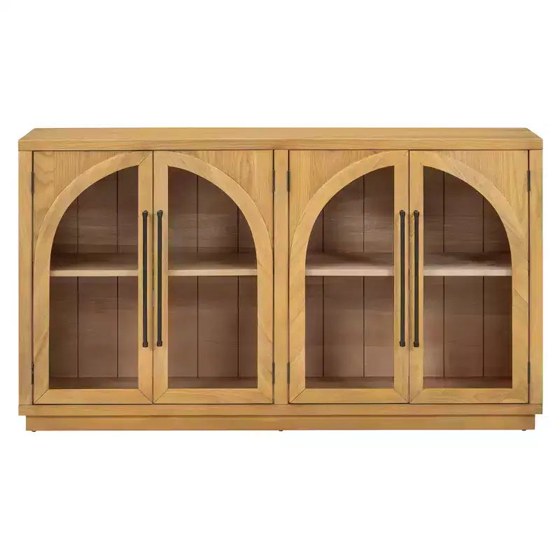 4-Door Large Storage Sideboard Buffet Cabinet with Glass Doors