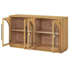 4-Door Large Storage Sideboard Buffet Cabinet with Glass Doors