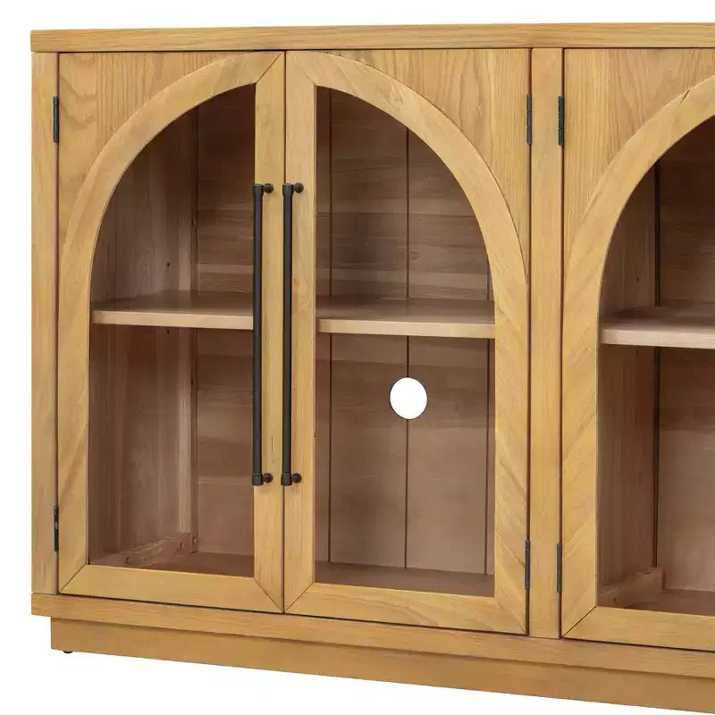 4-Door Large Storage Sideboard Buffet Cabinet with Glass Doors
