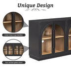 4-Door Large Storage Sideboard Buffet Cabinet with Glass Doors