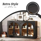 4-Door Large Storage Sideboard Buffet Cabinet with Glass Doors