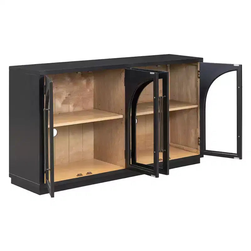 4-Door Large Storage Sideboard Buffet Cabinet with Glass Doors
