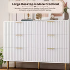 Bedroom Dresser Sets, 6 Drawer Dresser for Bedroom, Modern Chest with Spacious Deep Drawers, Wooden Organizer, for Living Room, Hallway