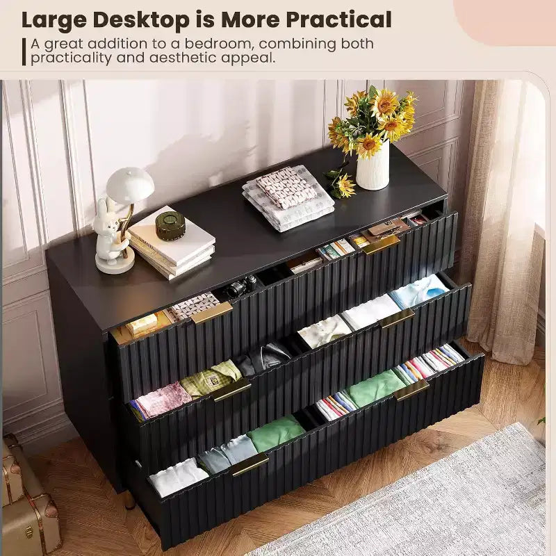 Bedroom Dresser Sets, 6 Drawer Dresser for Bedroom, Modern Chest with Spacious Deep Drawers, Wooden Organizer, for Living Room, Hallway