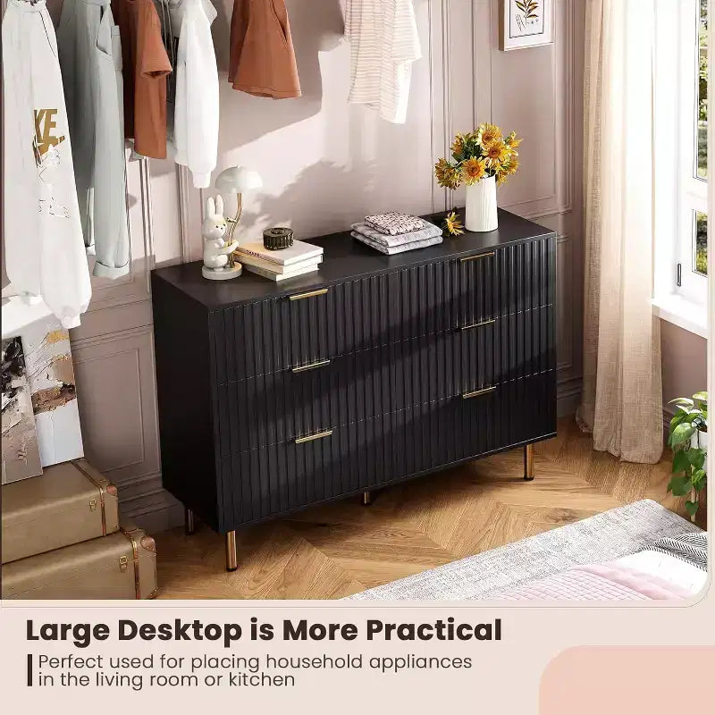 Bedroom Dresser Sets, 6 Drawer Dresser for Bedroom, Modern Chest with Spacious Deep Drawers, Wooden Organizer, for Living Room, Hallway