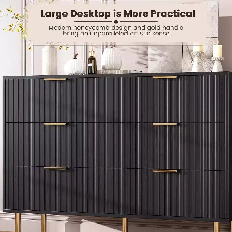 Bedroom Dresser Sets, 6 Drawer Dresser for Bedroom, Modern Chest with Spacious Deep Drawers, Wooden Organizer, for Living Room, Hallway