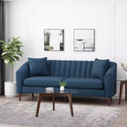 Contemporary 3-Seater Upholstered Sofa with Tufted Channel Stitch Design
