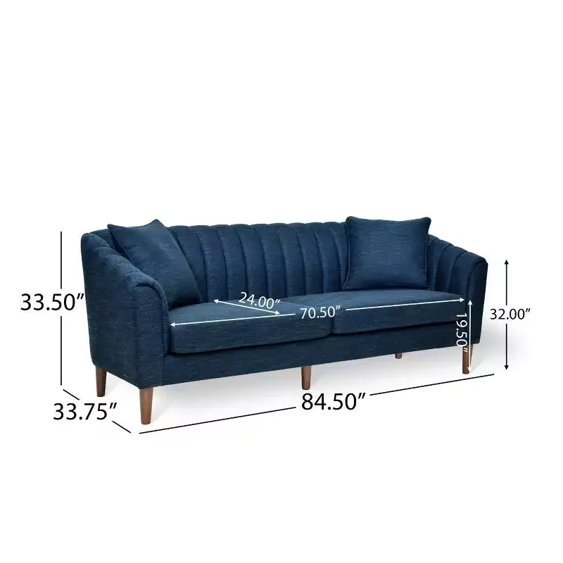 Contemporary 3-Seater Upholstered Sofa with Tufted Channel Stitch Design