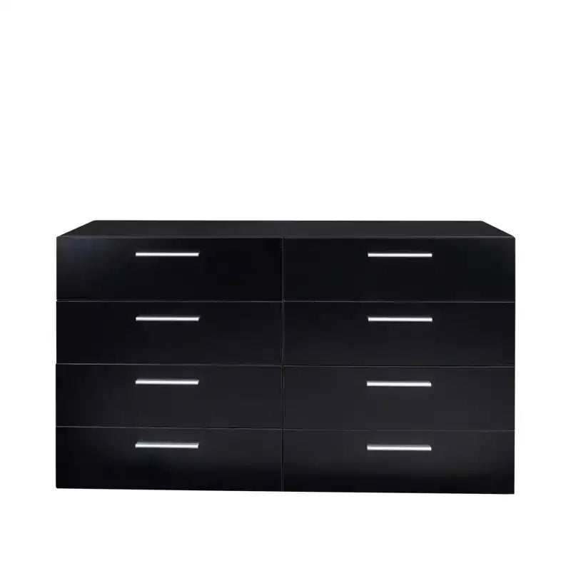 Karl Home 8-Drawer Black Particle Board 55.12in. W Chest of Drawer