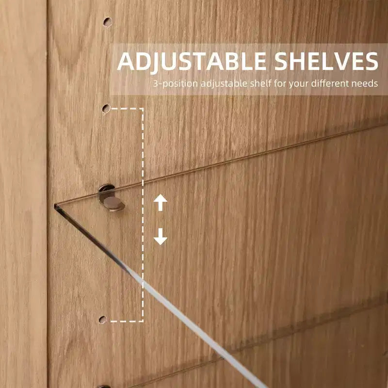This Glass - Door Storage Cabinet Is Stylish And Elegant, With A Large - Capacity Storage Space. It Is Practical And Beautifu