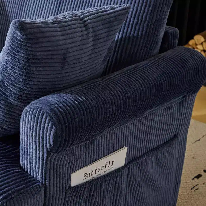 Beige Corduroy Living Room Swivel Barrel Accent Chair