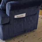 Beige Corduroy Living Room Swivel Barrel Accent Chair