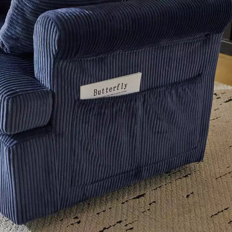 Beige Corduroy Living Room Swivel Barrel Accent Chair