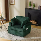 Beige Corduroy Living Room Swivel Barrel Accent Chair