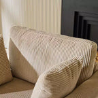 Beige Corduroy Living Room Swivel Barrel Accent Chair