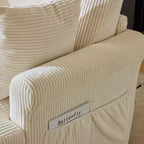 Beige Corduroy Living Room Swivel Barrel Accent Chair
