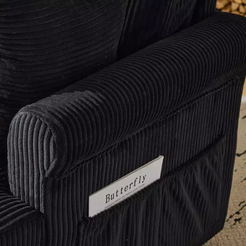 Beige Corduroy Living Room Swivel Barrel Accent Chair