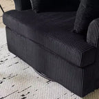 Beige Corduroy Living Room Swivel Barrel Accent Chair